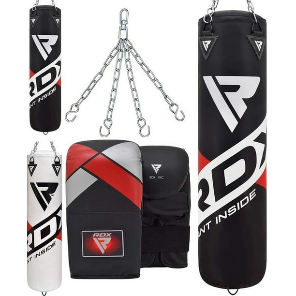 Muay Thai Kickboxing Great for Grappling Comes in 4ft//5ft Karate BJJ And MMA Heavy Filled Bag Set with Hanging Chain and Punching Gloves Martial Arts RDX Punch Bag for Boxing Training